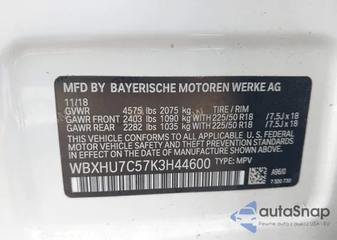 2019 BMW X1 Sdrive28I from USA, damaged, VIN WBXHU7C57K3H44600